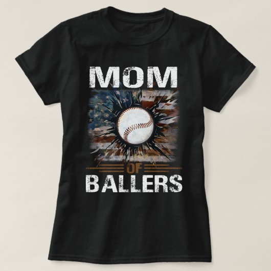Moeder van Ballers Honkbal T-shirt (Design voorkant)