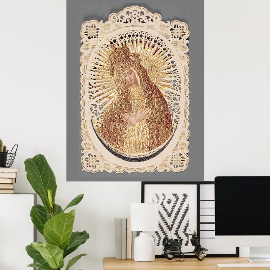 Moeder van Barmhartigheid Madonna in Gebed... Post Poster (Thuiskantoor)