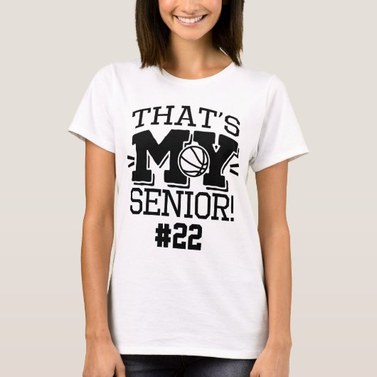 Moeder van Basketbal Senior Rugnummer & Naam T-shirt (Voorkant)