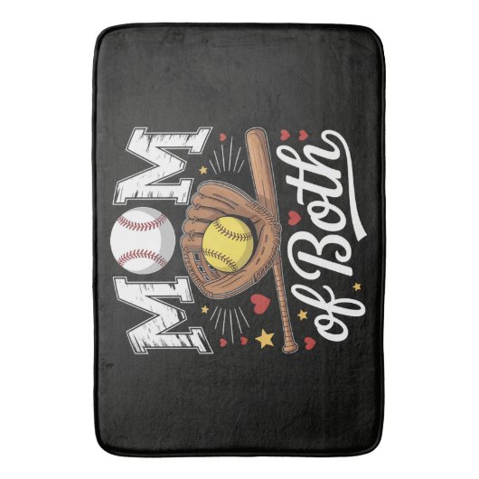 Moeder van beide Game Day Honkbal Softbal Badmat (Voorkant Verticaal)
