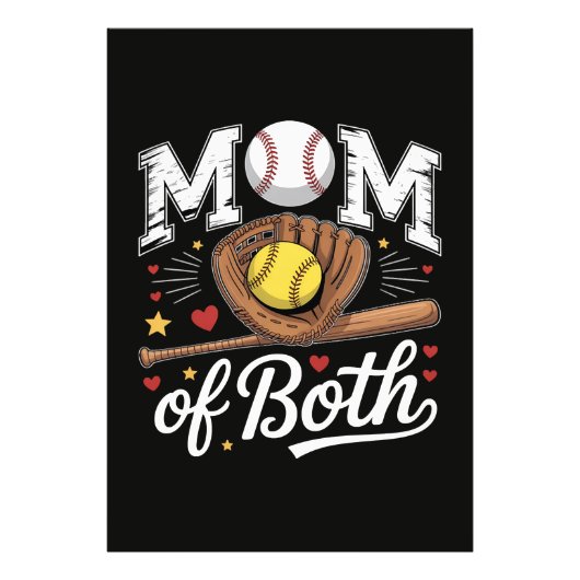 Moeder van beide Game Day Honkbal Softbal Foto Afdruk (Voorkant)