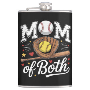 Moeder van beide Game Day Honkbal Softbal Heupfles