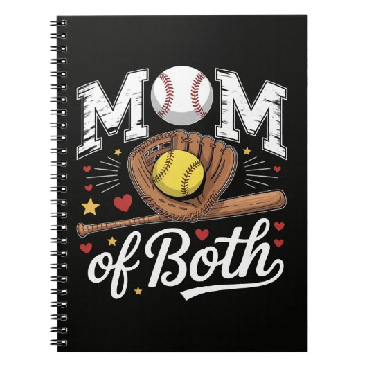 Moeder van beide Game Day Honkbal Softbal Notitieboek (Voorkant)