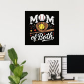 Moeder van beide Game Day honkbal softbal Poster (Thuiskantoor)