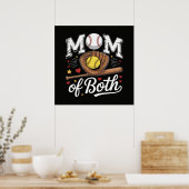 Moeder van beide Game Day honkbal softbal Poster (Keuken)