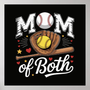 Moeder van beide Game Day honkbal softbal Poster