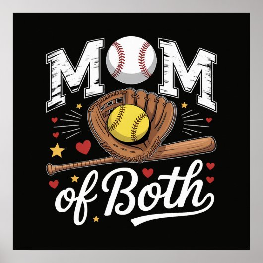 Moeder van beide Game Day honkbal softbal Poster (Voorkant)