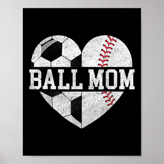 Moeder van beide Hart Voetbal Baseball Sport Moede Poster (Voorkant)