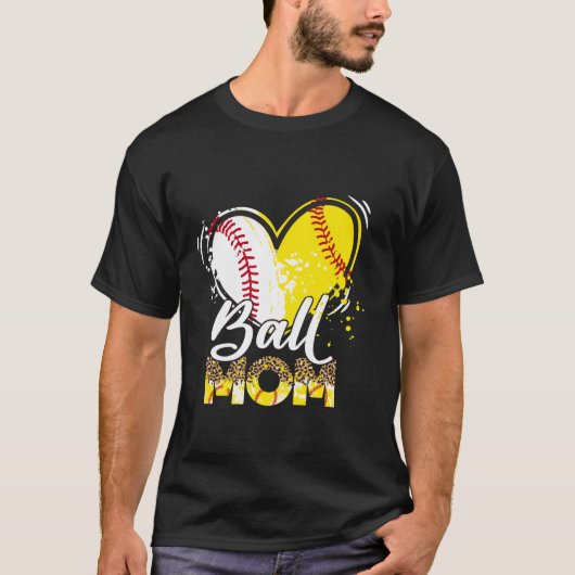 Moeder van beide honkbal softbal sport bijpassende t-shirt (Voorkant)