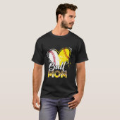 Moeder van beide honkbal softbal sport bijpassende t-shirt (Voorkant volledig)