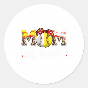 Moeder van beide Leopard Game Day Baseball Softbal Ronde Sticker