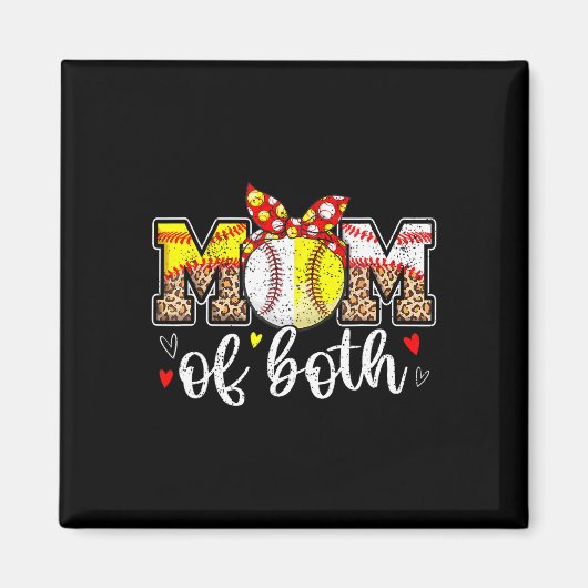 Moeder van beide Messy Bun Baseball Softball Leopa Magneet (Voorkant)