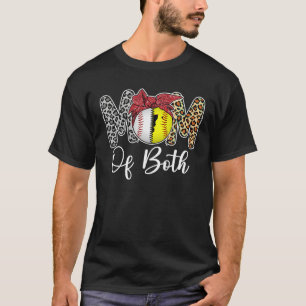 Moeder Van Beide Rommelige Bun Honkbal Softbal Mam T-shirt