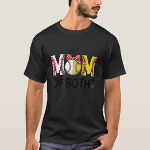 Moeder van beide softbal honkbal mama hart moeders t-shirt