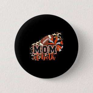Moeder van beide voetbal Cheer Oranje Zwart Pom Lu Ronde Button 5,7 Cm