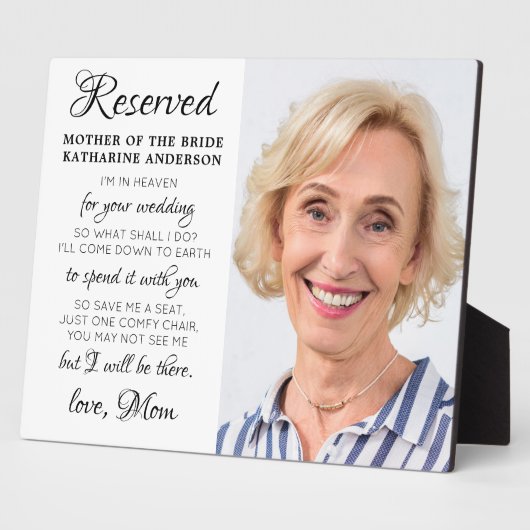 Moeder van Bride Foto Heaven Memorial Wedding Fotoplaat (Zijkant)