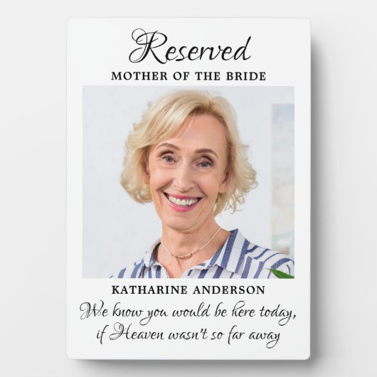 Moeder van Bride Foto Heaven Memorial Wedding Fotoplaat (voorkant)