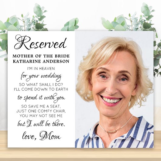 Moeder van Bride Foto Heaven Memorial Wedding Poster