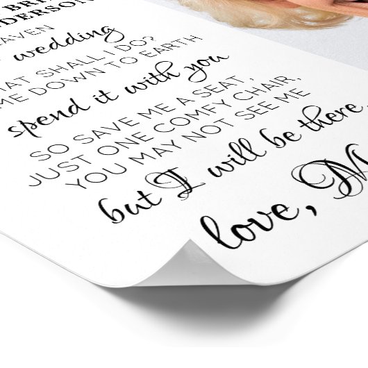 Moeder van Bride Foto Heaven Memorial Wedding Poster (Hoek)