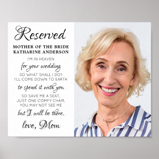 Moeder van Bride Foto Heaven Memorial Wedding Poster (Voorkant)