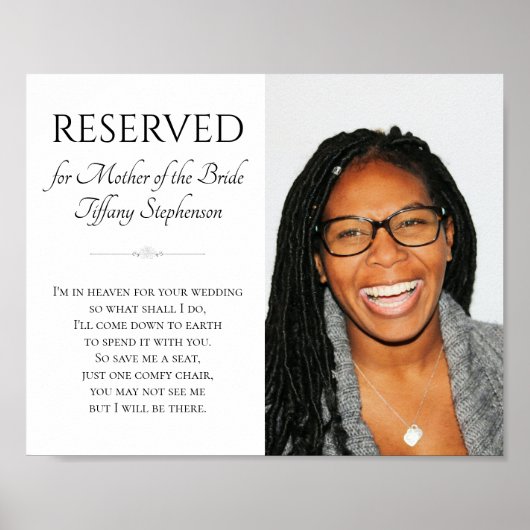 Moeder van Bride in de hemel Foto Memorial Wedding Poster (Voorkant)