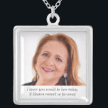 Moeder van Bride in de hemel Foto Memorial Wedding Zilver Vergulden Ketting<br><div class="desc">Draag deze mooie Moeder van de Bruid foto memorial ketting op je trouwdag om de liefde die je met haar deelde te voelen en hou haar dicht op je speciale dag. Voeg je eigen speciale tekst toe, of gebruik de formulering zoals getoond "Ik weet dat je hier zou zijn vandaag...</div>
