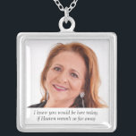 Moeder van Bride in de hemel Foto Memorial Wedding Zilver Vergulden Ketting<br><div class="desc">Draag deze mooie Moeder van de Bruid foto memorial ketting op je trouwdag om de liefde die je met haar deelde te voelen en hou haar dicht op je speciale dag. Voeg je eigen speciale tekst toe, of gebruik de formulering zoals getoond "Ik weet dat je hier zou zijn vandaag...</div>