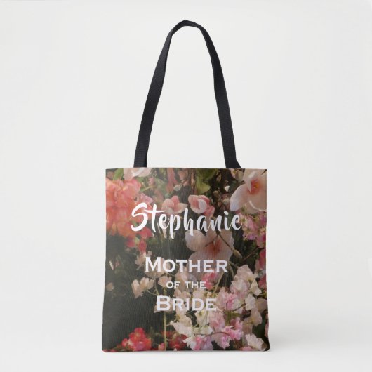 Moeder van Bride, naam, Vele bloemen Tote Bag (Voorkant)