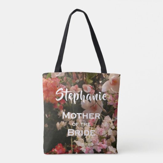 Moeder van Bride, naam, Vele bloemen Tote Bag (Achterkant)
