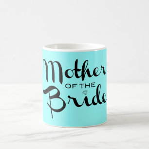 Moeder van Bride Retro Script Black op Aqua Koffiemok