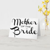 Moeder van Bride Retro Script Black op wit Kaart (Gele Bloem)
