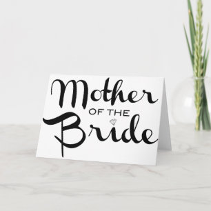 Moeder van Bride Retro Script Black op wit Kaart