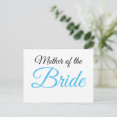 Moeder van Bride Script Blue Briefkaart (Staand voorkant)