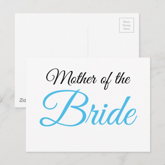 Moeder van Bride Script Blue Briefkaart (Voorkant / Achterkant)