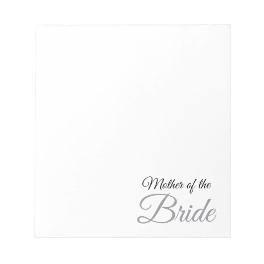 Moeder van Bride Script Gray Notitieblok (Voorkant)