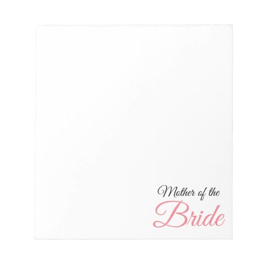 Moeder van Bride Script Roze Notitieblok (Voorkant)