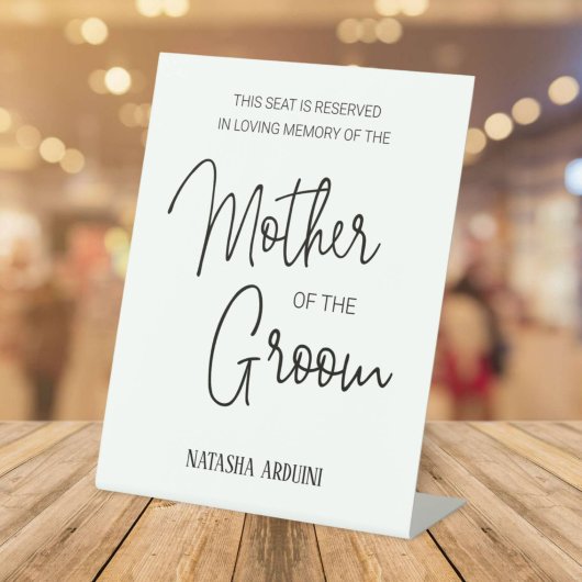Moeder van bruidegom gedenkstoel Gereserveerde bru Reclamebord Met Voetstuk