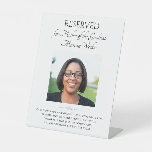 Moeder van de Afstuderen Gedicht met Foto Reclamebord Met Voetstuk (Voorkant)