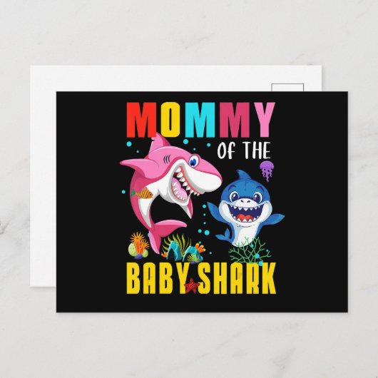 Moeder van de Baby Shark T-shirt verjaardag oma Sh Uitnodiging Briefkaart (Voorkant / Achterkant)