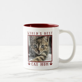 Moeder van de Beste Kat ter Wereld Pootafdrukken D Tweekleurige Koffiemok