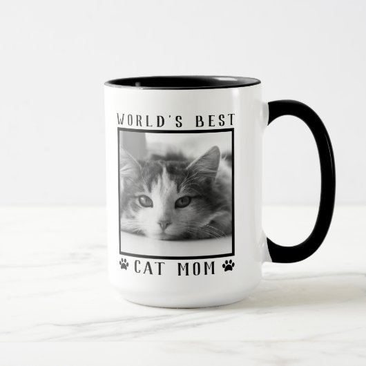 Moeder van de Beste Kat ter Wereld Pootafdrukken Z Mok (Rechts)