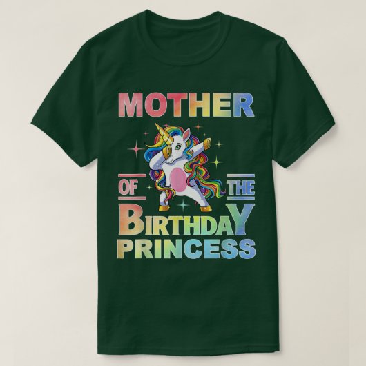Moeder van de Birthday prinses Dabbing Unicorn Gi T-shirt (Design voorkant)