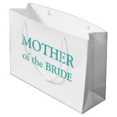 Moeder van de Bride Aqua White Large Gift Bag Groot Cadeauzakje (Achterkant Gekanteld)