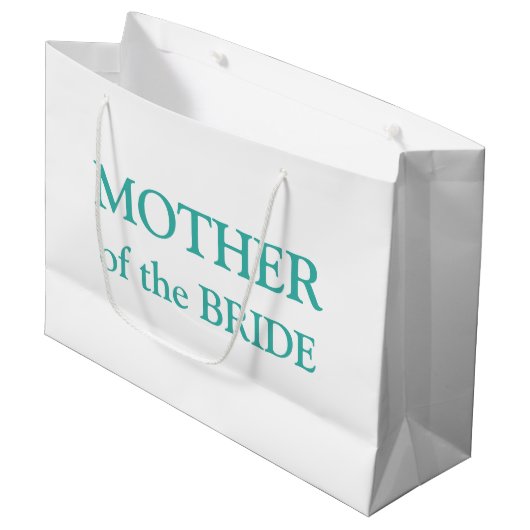 Moeder van de Bride Aqua White Large Gift Bag Groot Cadeauzakje (Voorkant Gekanteld)