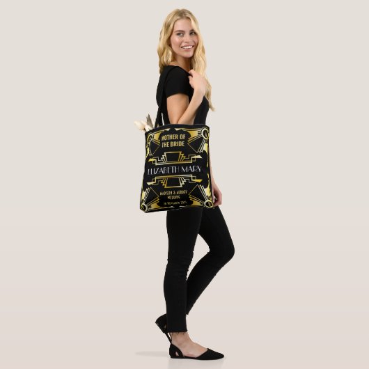Moeder van de Bride Art Deco Wedding Gold & Black Tote Bag (Op model)