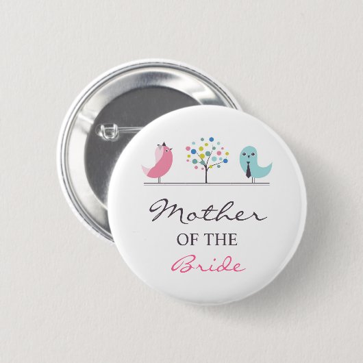 Moeder van de Bride Birds Wedding Button (Voorkant /achterkant)