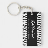 Moeder van de Bride Black and White Zebra Gift Sleutelhanger (Voorkant)