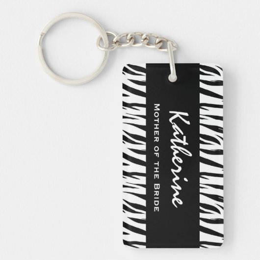 Moeder van de Bride Black and White Zebra Gift Sleutelhanger (Voorkant)
