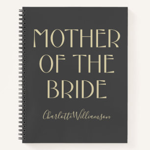 Moeder van de Bride Black Typografie Name Wedding Notitieboek