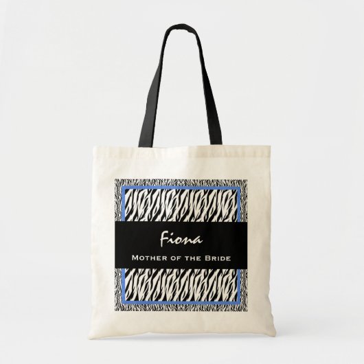 Moeder van de Bride Black White BLUE Zebra V07 Tote Bag (Voorkant)